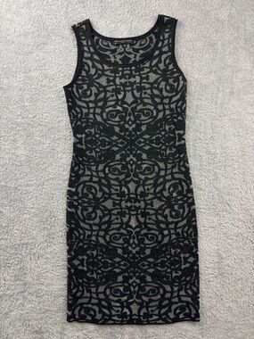 Peruvian Connection Shadowplay Dress Sleeveless Scoop Neck Jacquard Knit Sz S